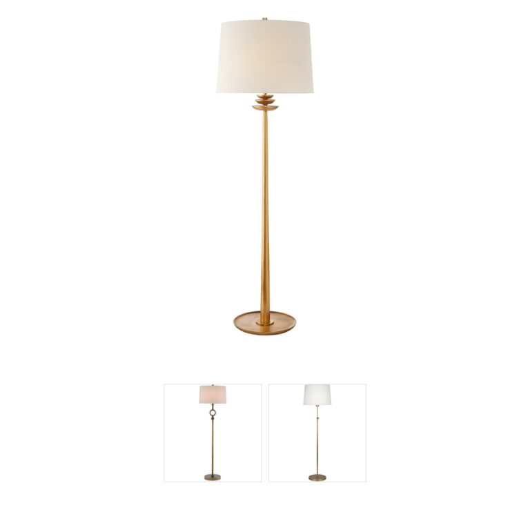 Visual Comfort Signature Collection AERIN Beaumont 2-Light Gild Floor Lamp with Linen Shade