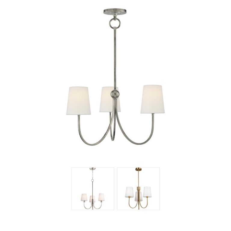 Visual Comfort Signature Collection Thomas O'Brien Reed Antique Nickel 3-Light Chandelier