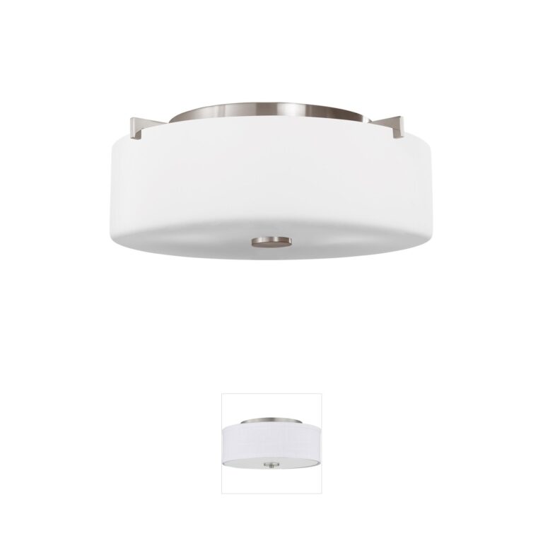 Generation Lighting Sunset Drive Brushed Steel Flush Mount with White Opal Etched Glass
