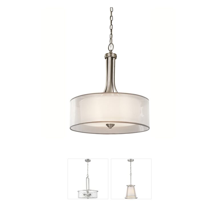 Kichler Lacey 4-Light Antique Pewter Pendant with Organza Shade