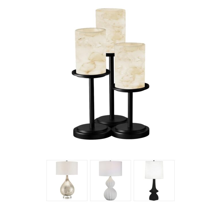 Justice Design Alabaster Rocks 16-Inch Dark Bronze LED Table Lamp