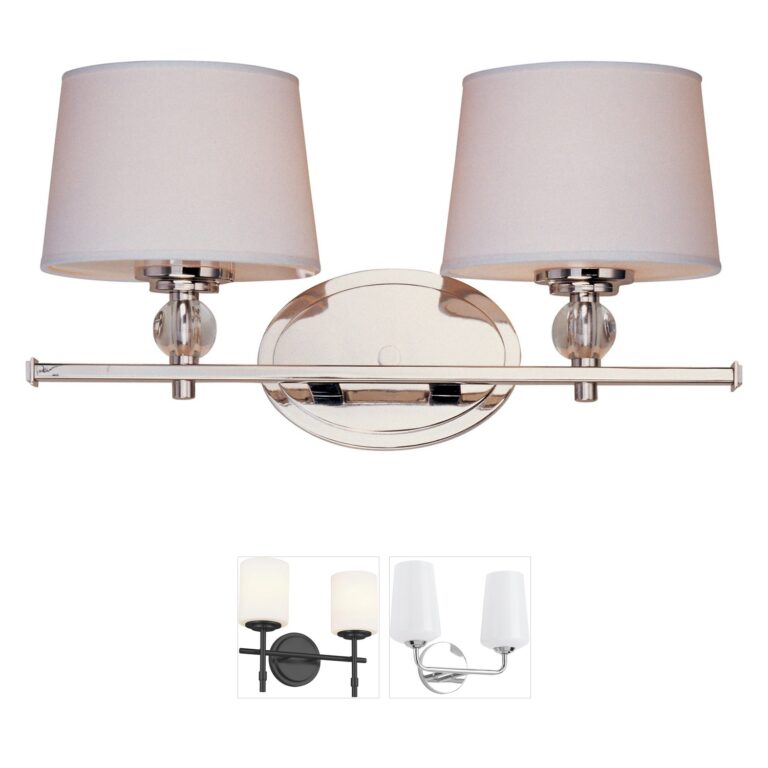 Maxim Lighting Rondo 2-Light Polished Nickel Vanity Light with Fabric Shade
