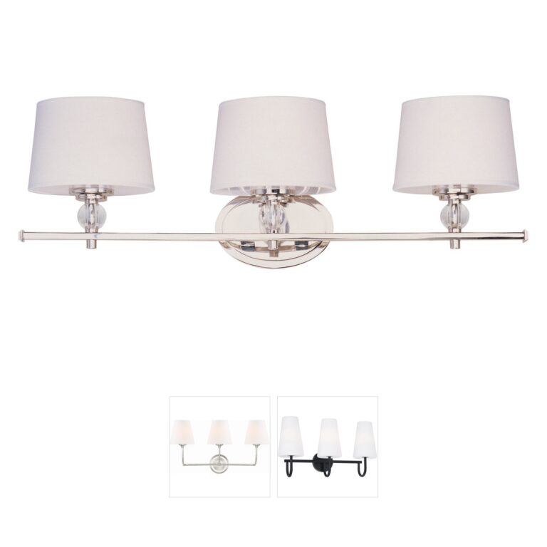 Maxim Lighting Rondo 3-Light Polished Nickel Vanity with White Fabric Shades