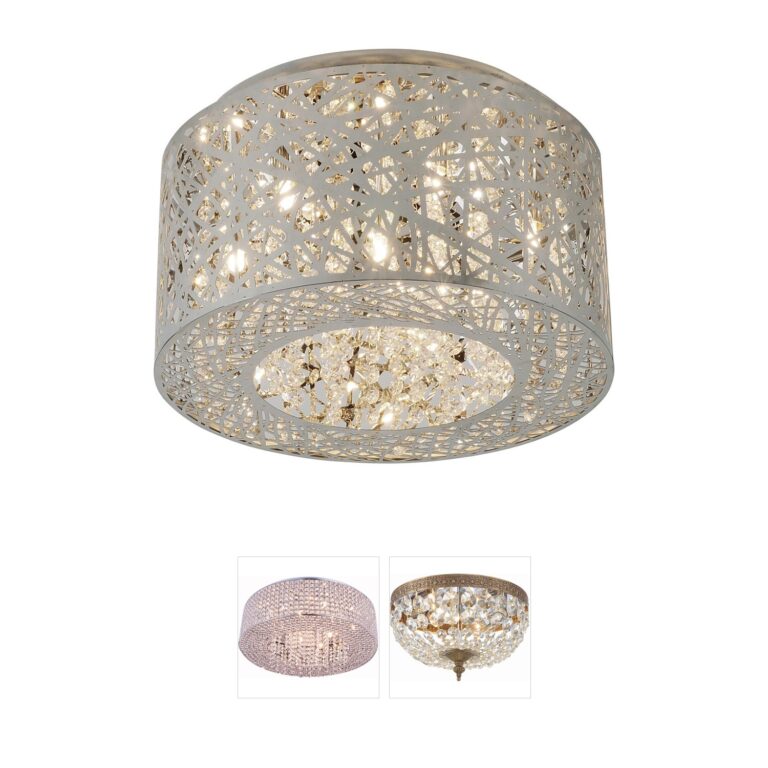 ET2 Inca 16-Inch Polished Chrome and Glass Flush Mount