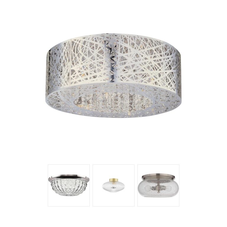 ET2 Inca 23.5-Inch Polished Chrome and Crystal Glass Flush Mount