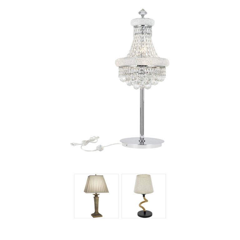 CWI Lighting Empire 6-Light Chrome and K9 Crystal Table Lamp