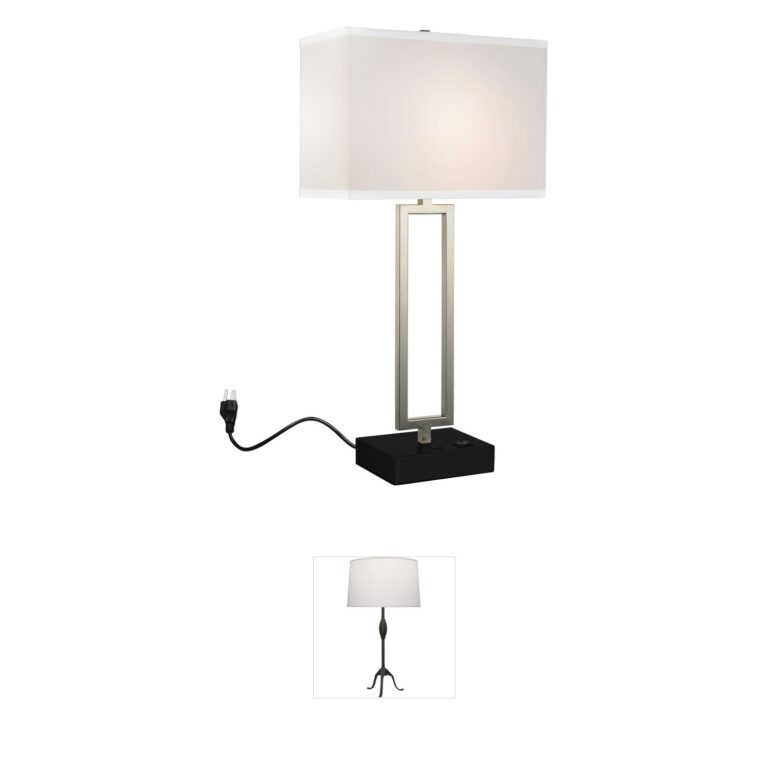 CWI Lighting Torren 28" Satin Nickel Table Lamp with Fabric Shade