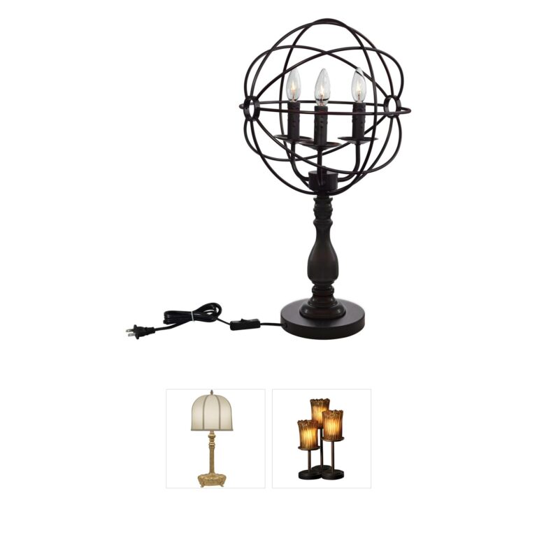 CWI Lighting Arza 3-Light Metal and Crystal Table Lamp in Brown Finish
