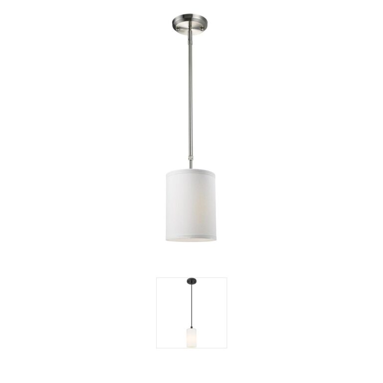 Z-Lite Albion Brushed Nickel Pendant with White Linen Shade