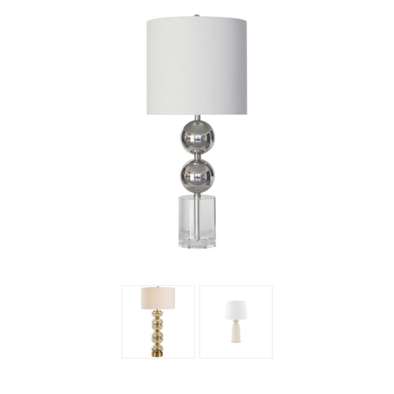 Bethel International Canada Polished Nickel Table Lamp with Clear Crystal Base