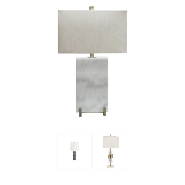 Bethel International Canada Antique Brass Table Lamp with Marble Base