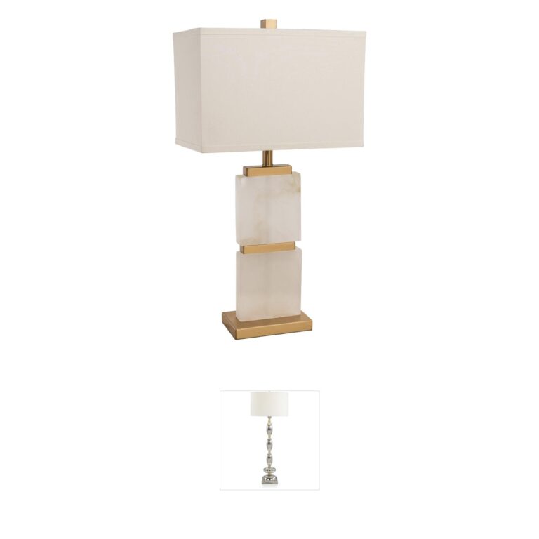 Bethel International Canada Gold Alabaster Stone Table Lamp