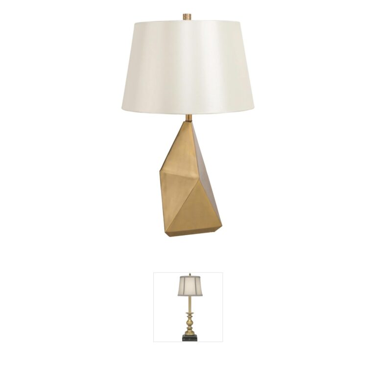 Bethel International Canada Gold Metal Table Lamp with Drum Shade