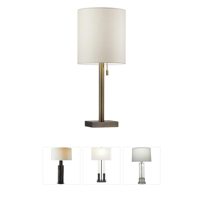 Adesso Liam Antique Brass Metal Table Lamp