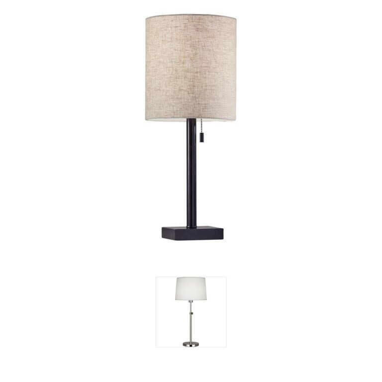 Adesso Liam Dark Bronze Table Lamp with Natural Textured Shade