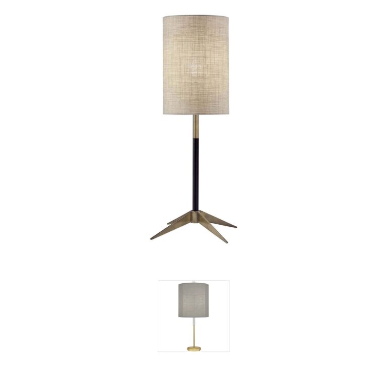Adesso Davis Matte Black & Antique Brass Table Lamp