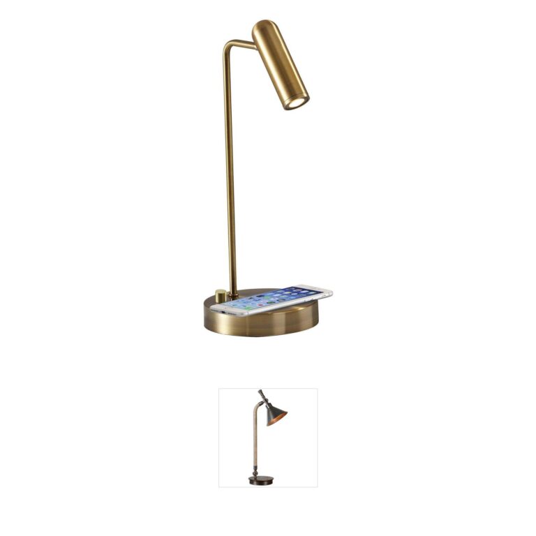 Adesso Kaye Antique Brass LED Desk Lamp