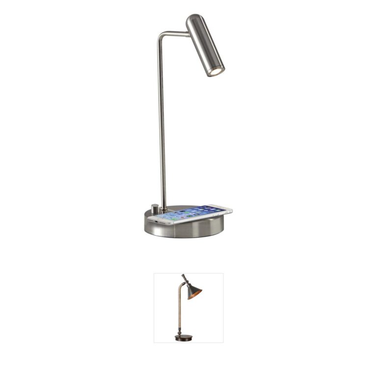 Adesso Kaye Brushed Steel LED Desk Lamp with Wireless Charging