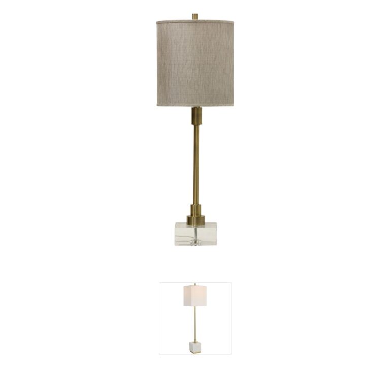 Harp and Finial Lenox Antique Brass and Crystal Table Lamp