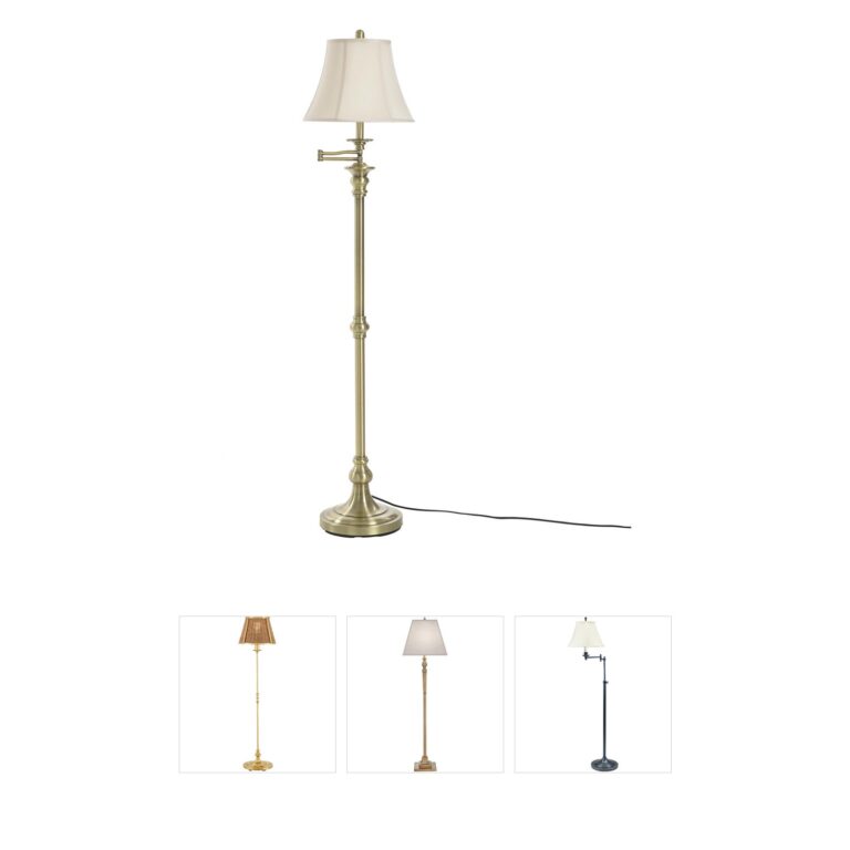 StyleCraft Home Collection Signature Antique Brass Swing Arm Floor Lamp