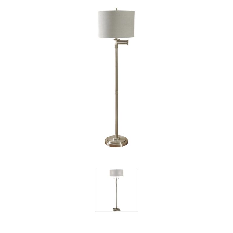 StyleCraft Home Collection Signature Brushed Steel Floor Lamp