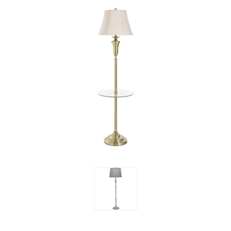 StyleCraft Home Collection Signature Steel Floor Lamp with Glass Shelf