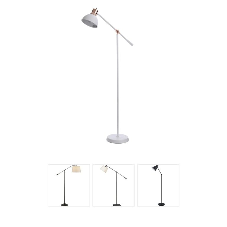 StyleCraft Home Collection Signature White and Copper Adjustable Task Floor Lamp