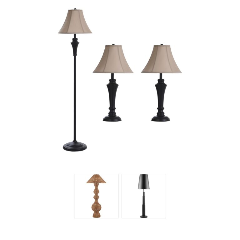 StyleCraft Home Collection Signature 3-Piece Bronze Wood Metal Lamp Set