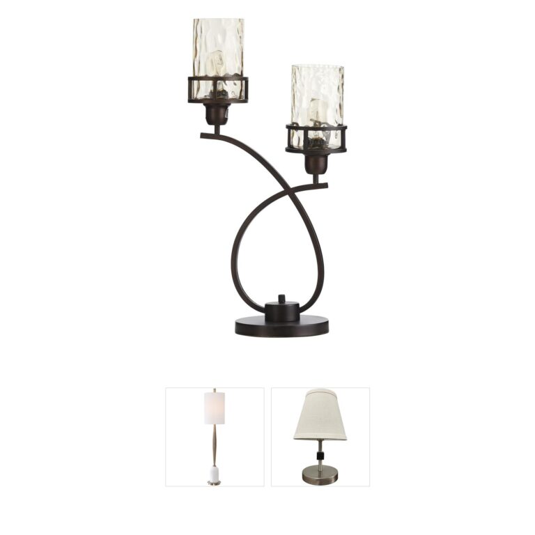 StyleCraft Home Collection Signature Bronze Metal & Amber Glass Table Lamp