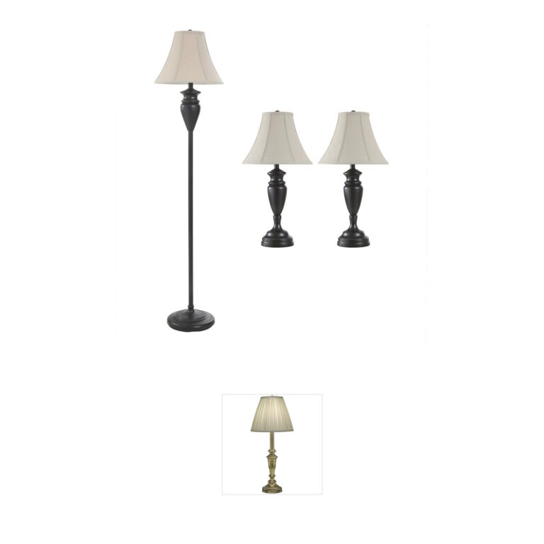 StyleCraft Home Collection Signature 3-Piece Dark Bronze Lamp Set