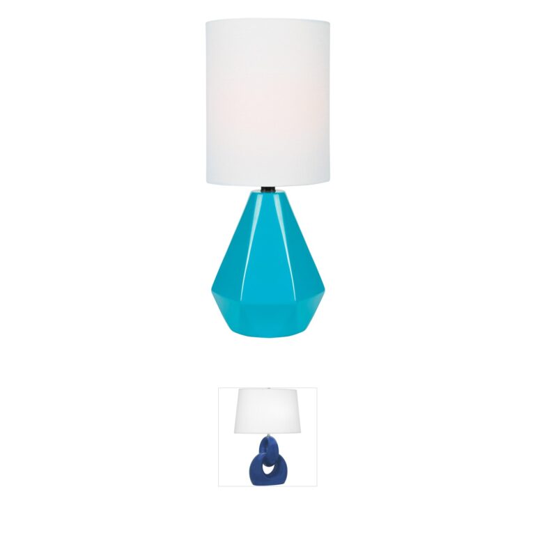 Lite Source Mason Blue Ceramic Table Lamp with Uno Shade