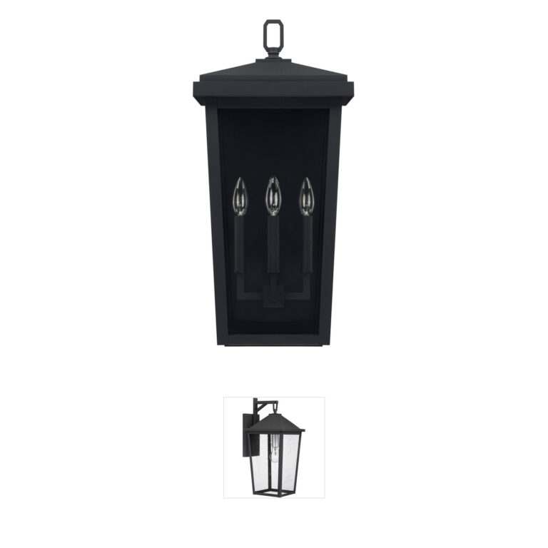 Capital Lighting Donnelly 3-Light Clear Glass Outdoor Wall Lantern in Black