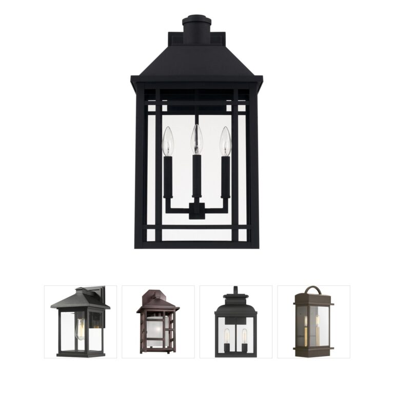 Capital Lighting Braden 23-Inch 3-Light Clear Glass Outdoor Wall Lantern in Black