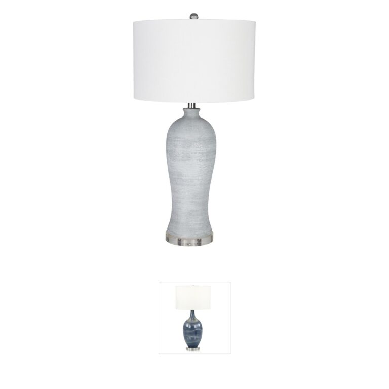 Surya Blaine Concrete Table Lamp with Linen Shade