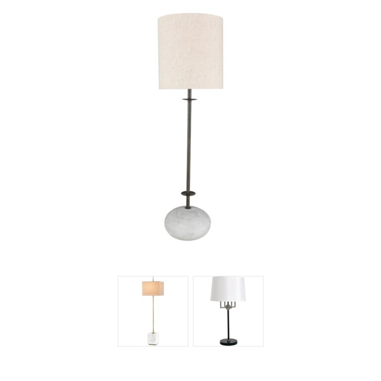Surya Rigby Stone and Metal Table Lamp in Taupe