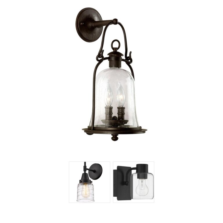 Troy Lighting Owings Mill Hand Forged Iron and Seeded Glass Wall Sconce