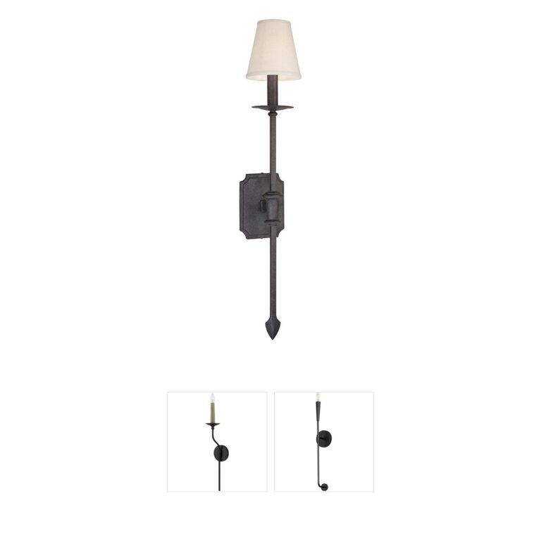 Troy Lighting La Brea Textured Iron and Linen Wall Sconce