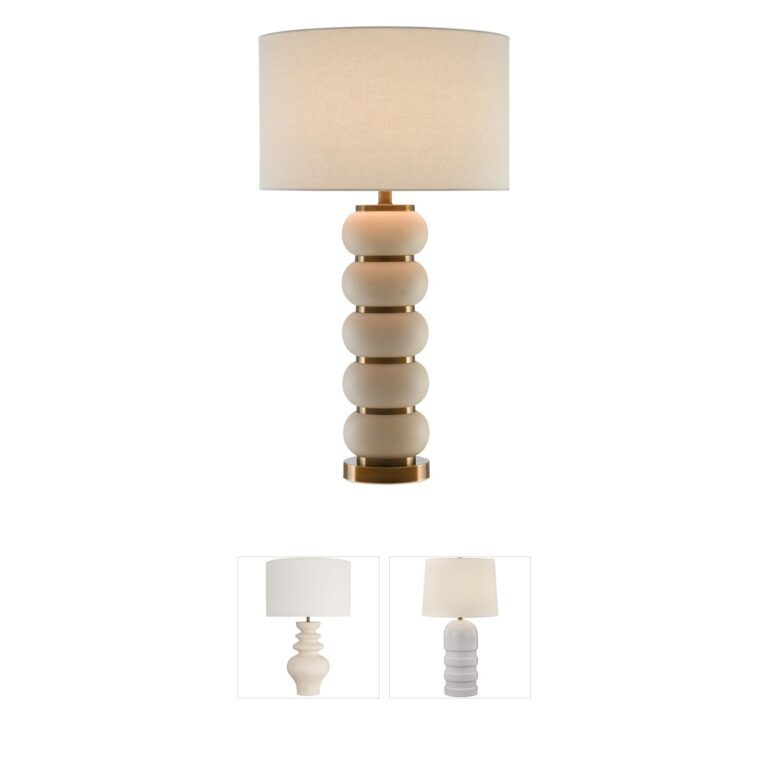 Currey & Company Luko White Mud Ceramic Table Lamp