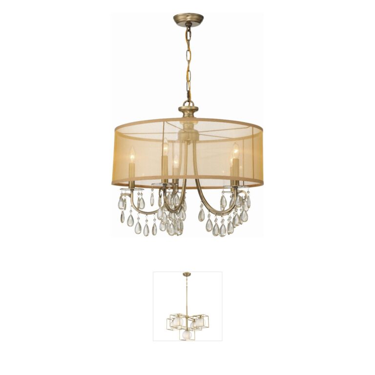 Crystorama Hampton Antique Brass Steel Drum Chandelier