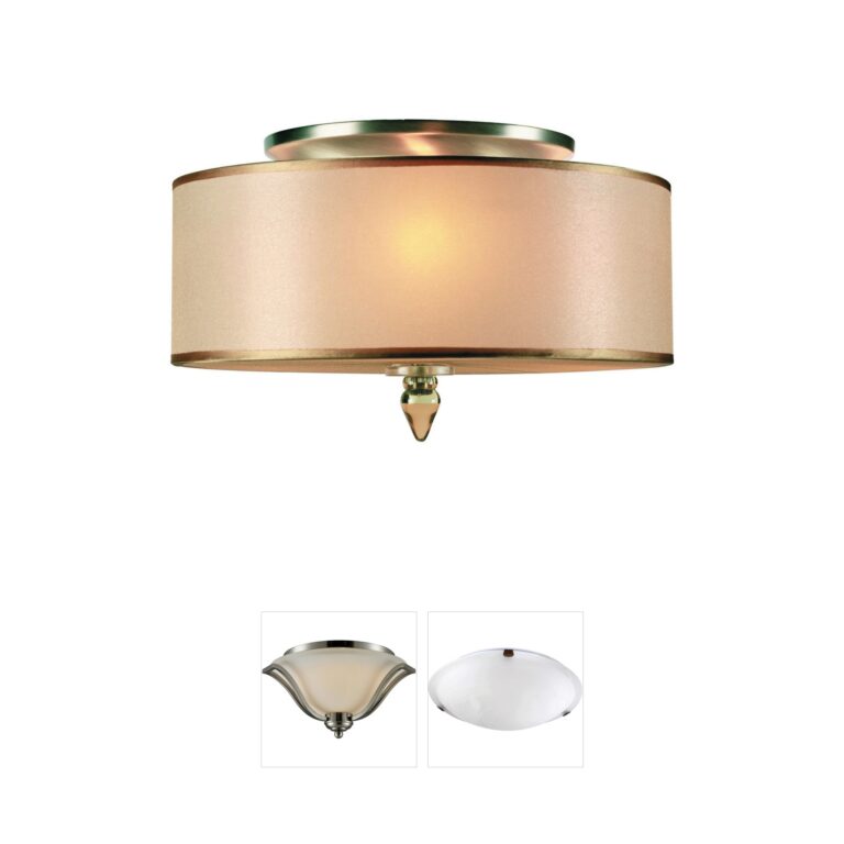 Crystorama Luxo Antique Brass and Amber Bead Semi Flush Mount