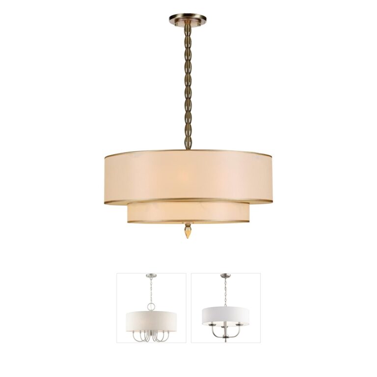 Crystorama Luxo Antique Brass Steel Drum Chandelier
