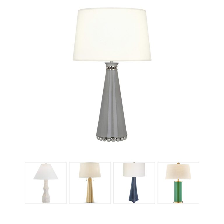 Robert Abbey Pearl Table Lamp in Smoky Taupe with Fondine Fabric Shade