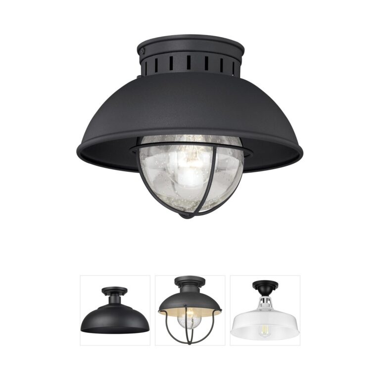 Vaxcel Harwich Textured Black Steel Outdoor Ceiling Light