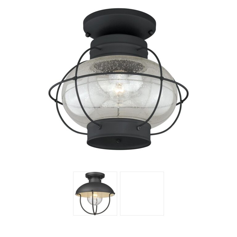Vaxcel Chatham Textured Black Coastal Globe Outdoor Ceiling Light