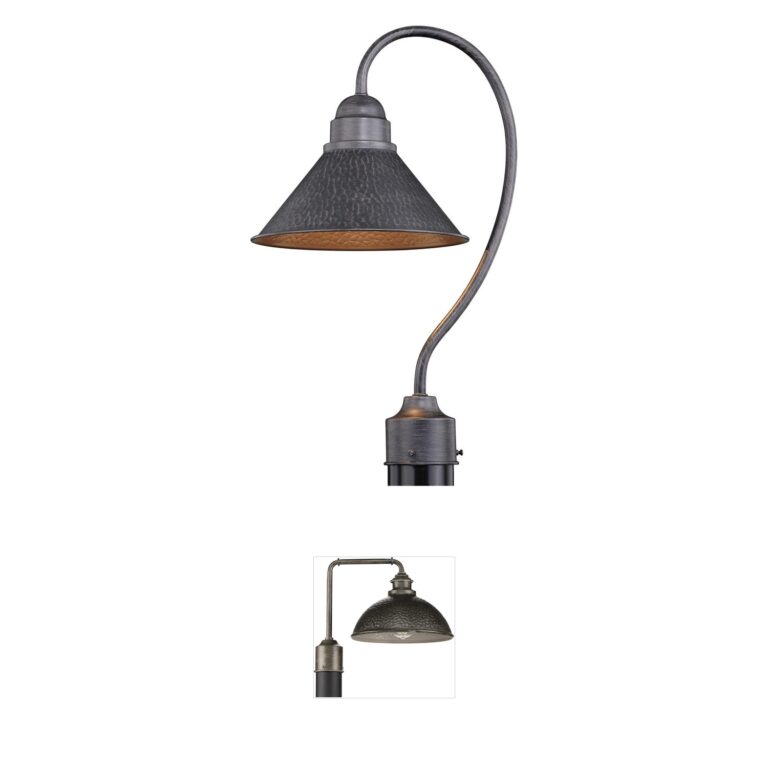 Vaxcel Outland Aged Iron & Light Gold Steel Post Light