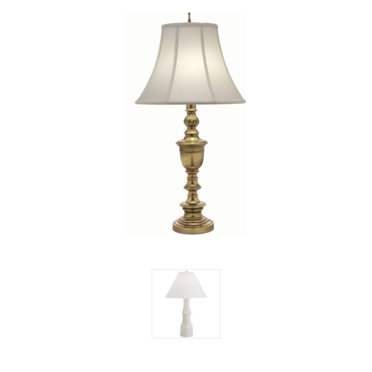Stiffel Ellie Burnished Brass Table Lamp with Off White Silk Shade