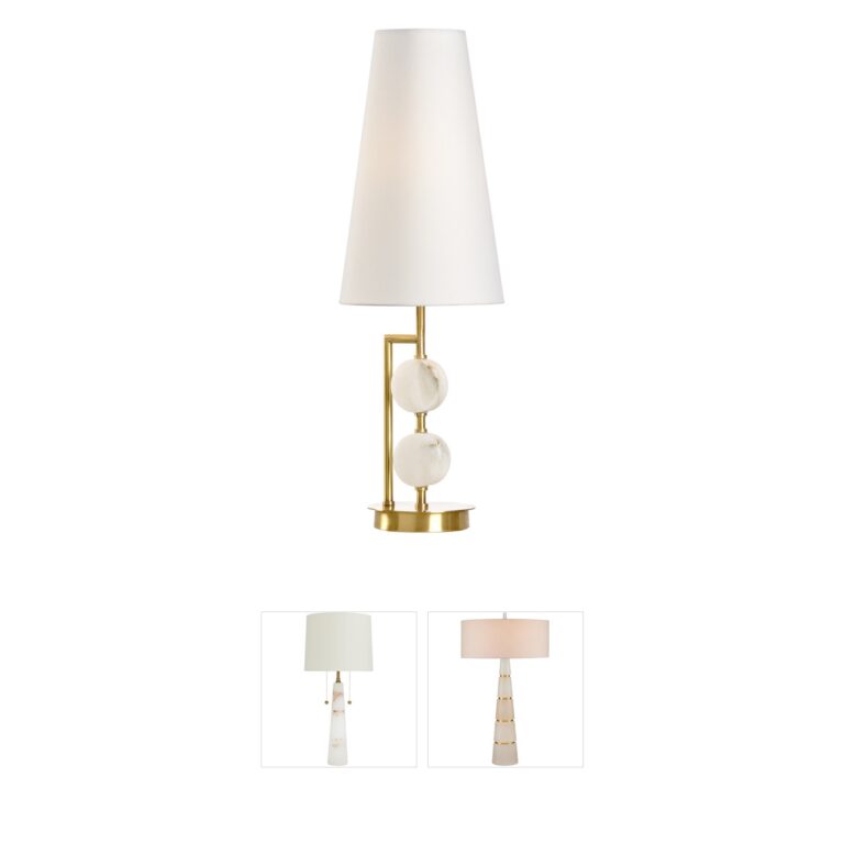 Wildwood Collection Alabaster and Antique Brass Modern Table Lamp