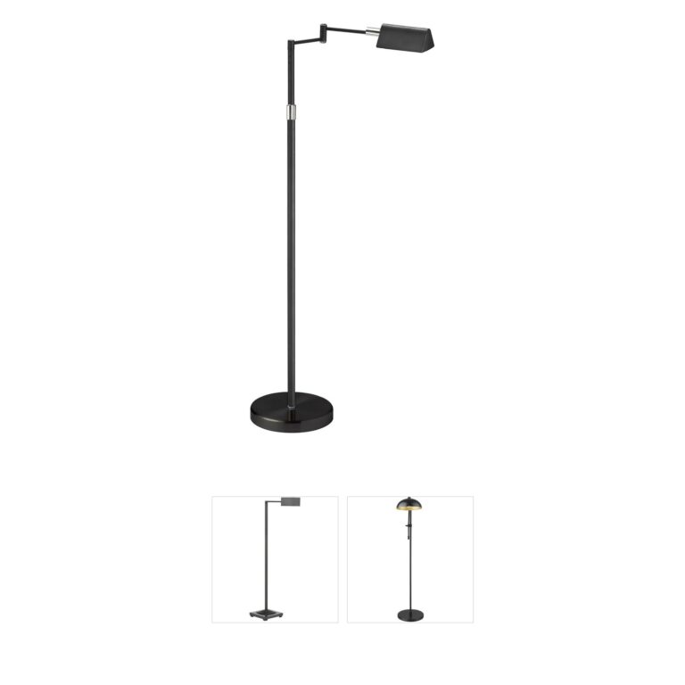 Dainolite Contemporary Black LED Swing Arm Floor Lamp