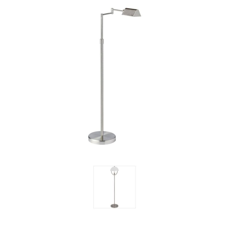 Dainolite Contemporary Satin Nickel LED Swing Arm Task Floor Lamp
