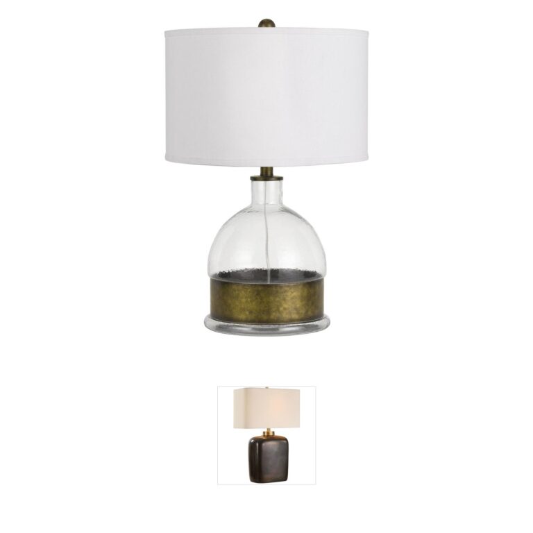 CAL Lighting Rapallo Antiqued Brass & Glass Table Lamp